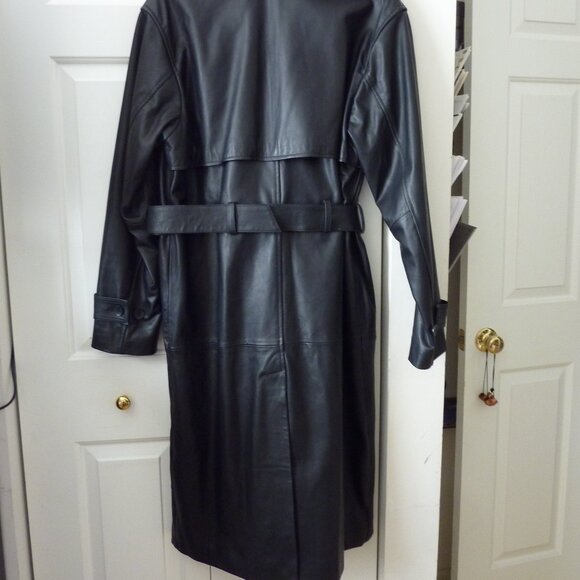 Young Poets Society Double Breasted Leather Trench Coat - Picture 9 of 15